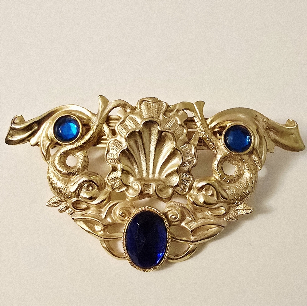 Vintage Art Nouveau France rhinestone hair clip / Weddings cocktails Party prom